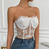 Rose Lace Strapless Bustier