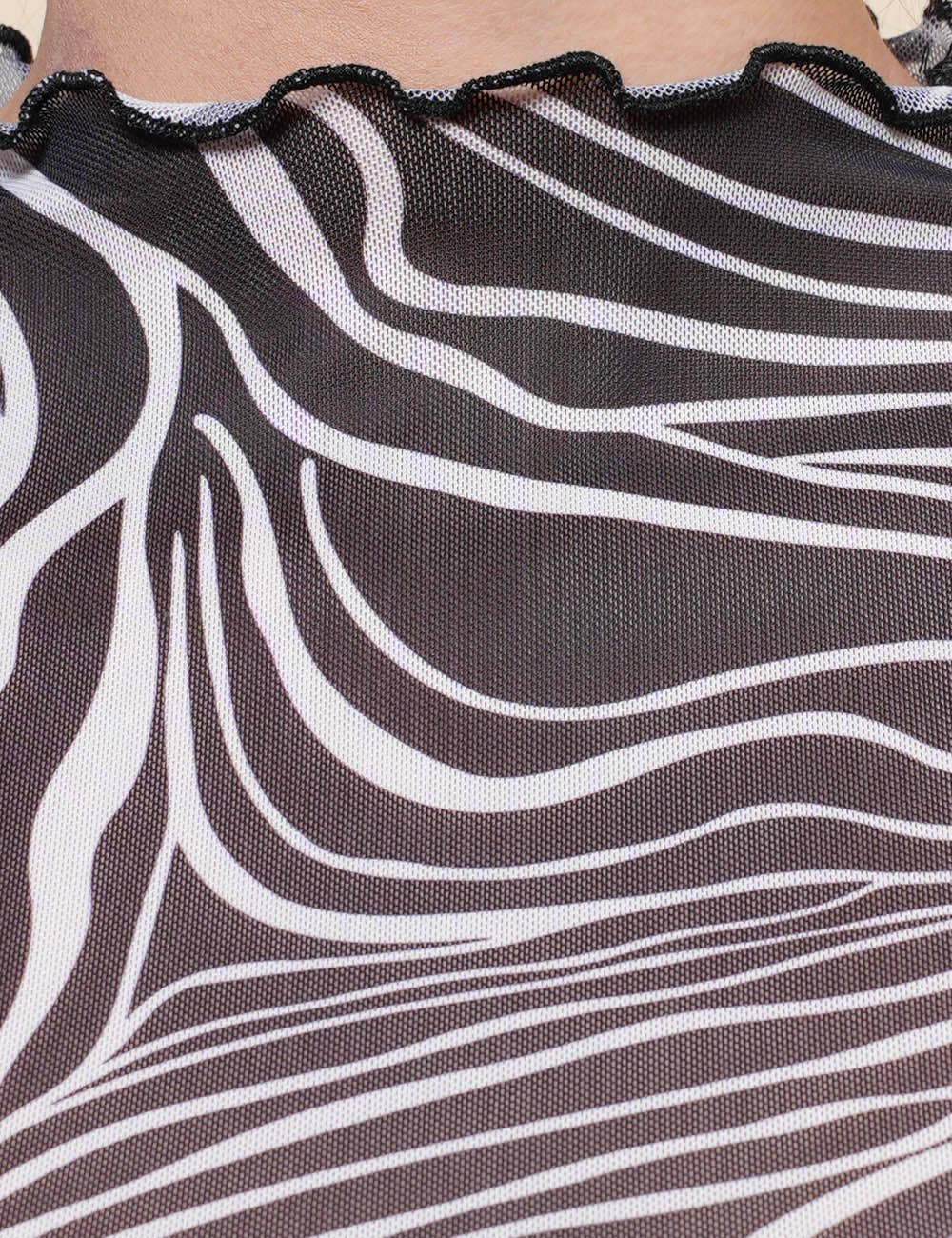 Zebra Print Mesh Top