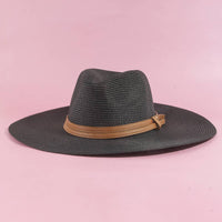 Paper Straw Fedora With Leather Studded Band