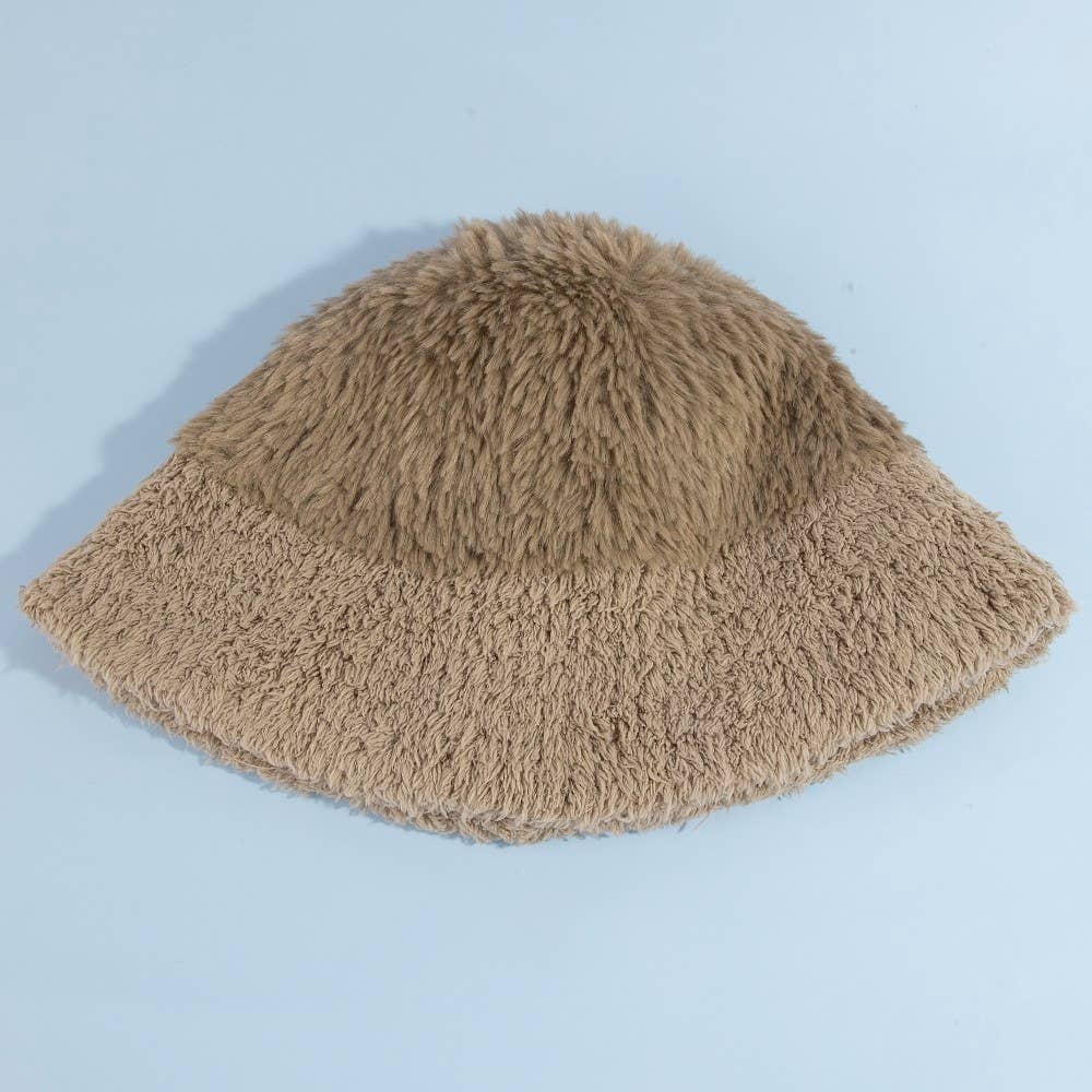 Mixed Faux Fur Loose Bucket Hat