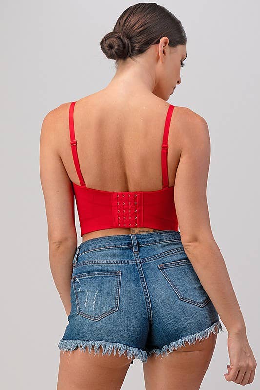 Rainbow Stones Pattern Crop Bustier Top