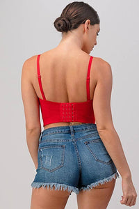 Rainbow Stones Pattern Crop Bustier Top