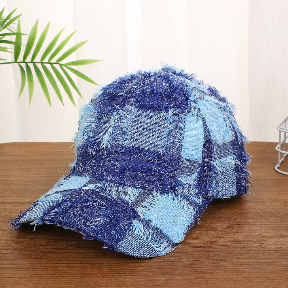 Frayed Plaid Baseball Cap
