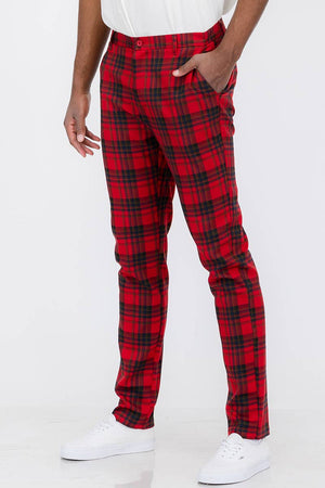 Red Plaid Trouser Pants