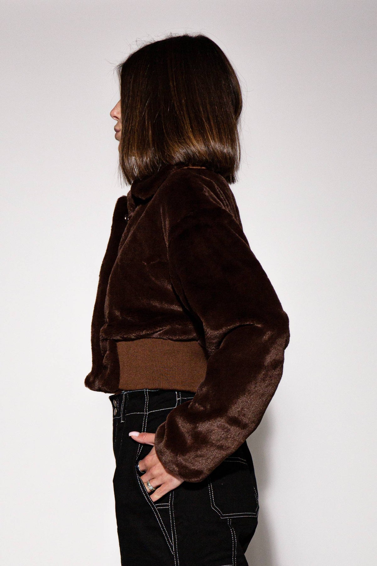 Fuzzy Faux Fur Crop Jacket