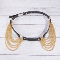 Multi Layered Chain Waist Vegan Leather Belt