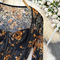 Lace Leaves Bustier Bodysuit