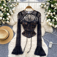 Black Lace Sleeves and Bustier Top