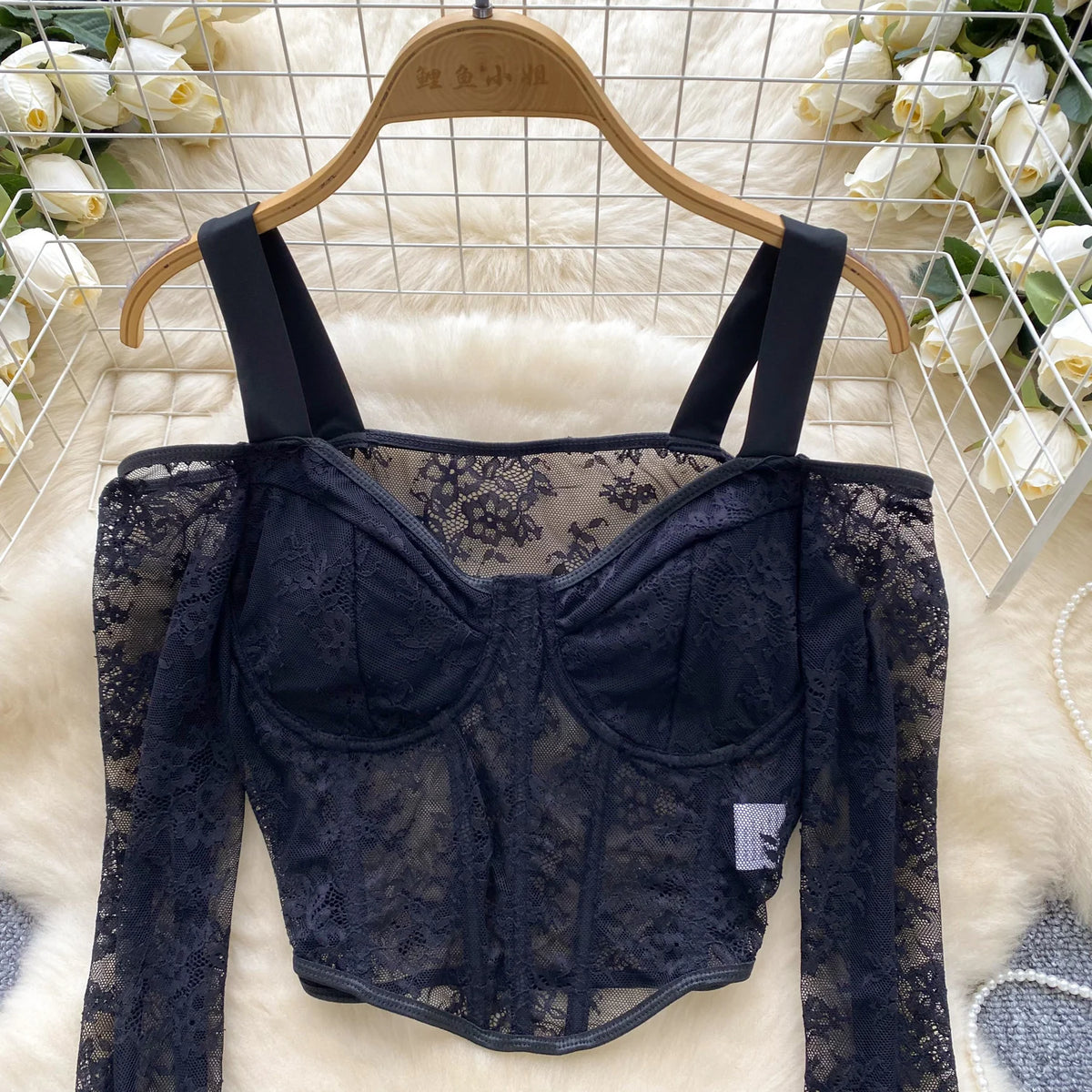 Off Shoulder Lace Bustier Top