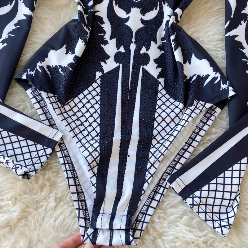 Black White Bodysuit ONE SIZE