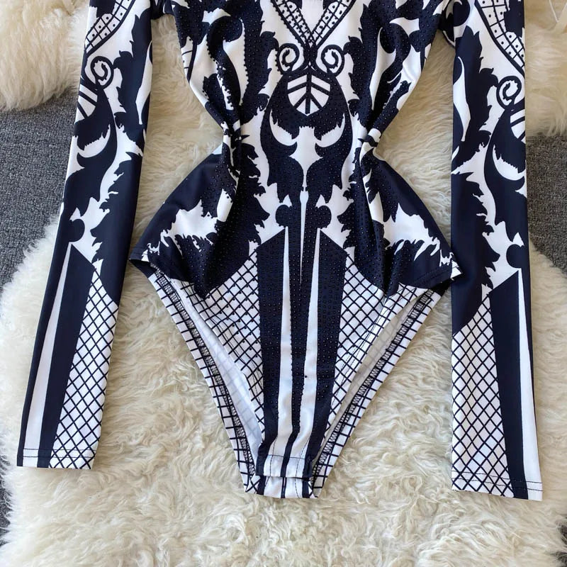 Black White Bodysuit ONE SIZE