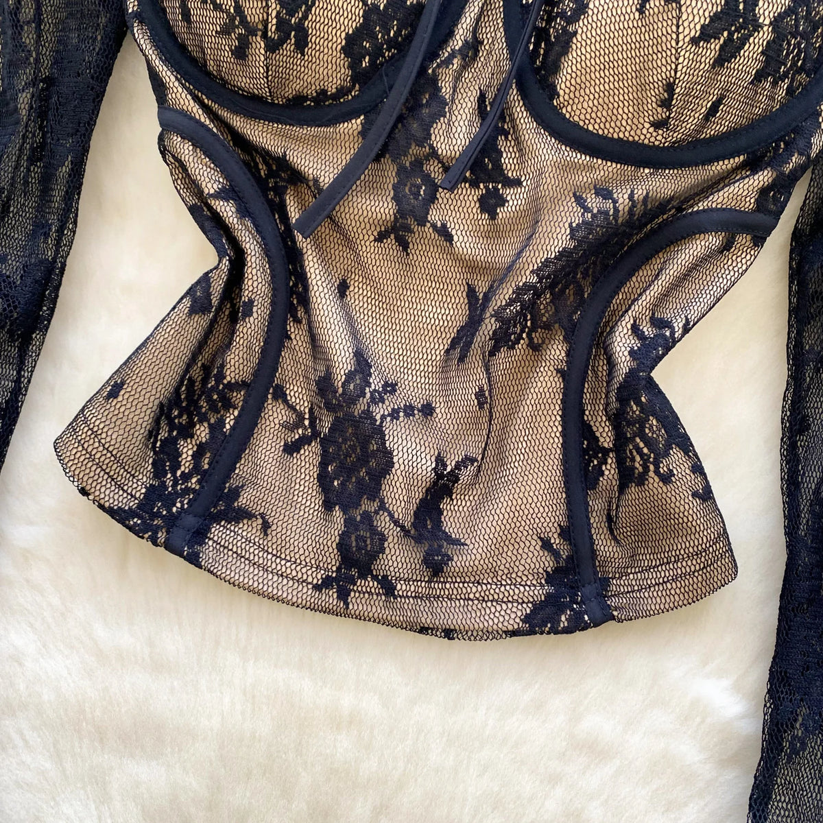 Lace Sleeves Bustier Top