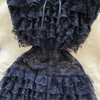 Black Ruffle Romper
