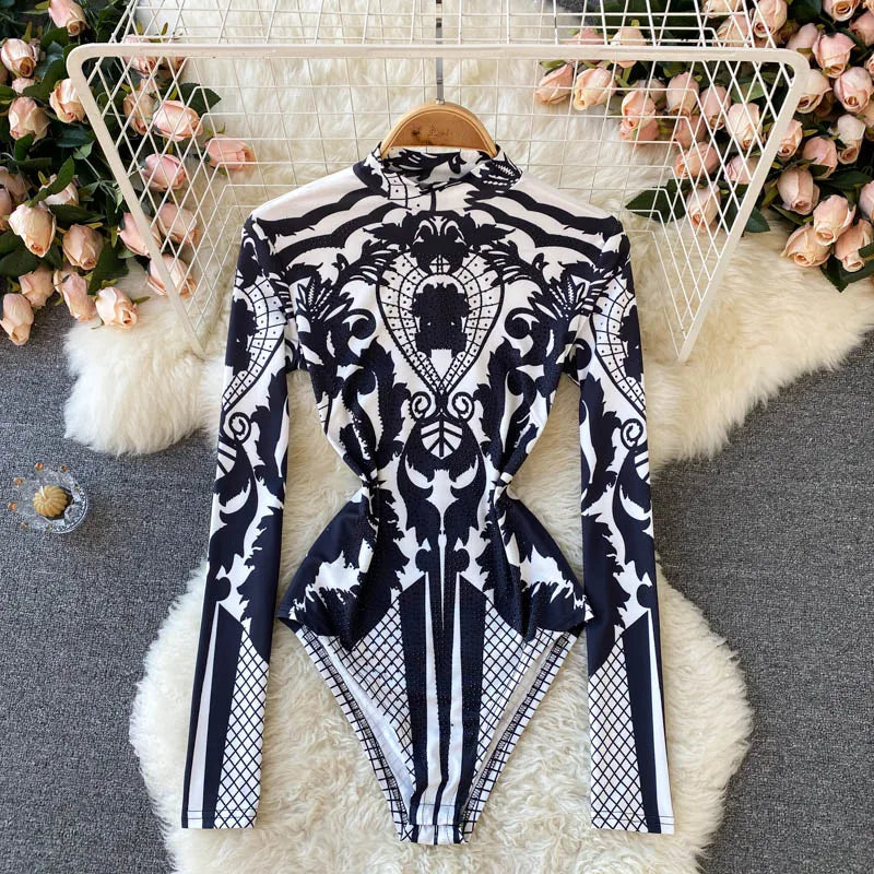 Black White Bodysuit ONE SIZE