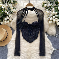 Long Sleeve Sparkle Bustier Top