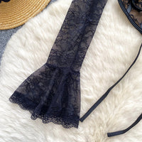 Black Lace Sleeves and Bustier Top