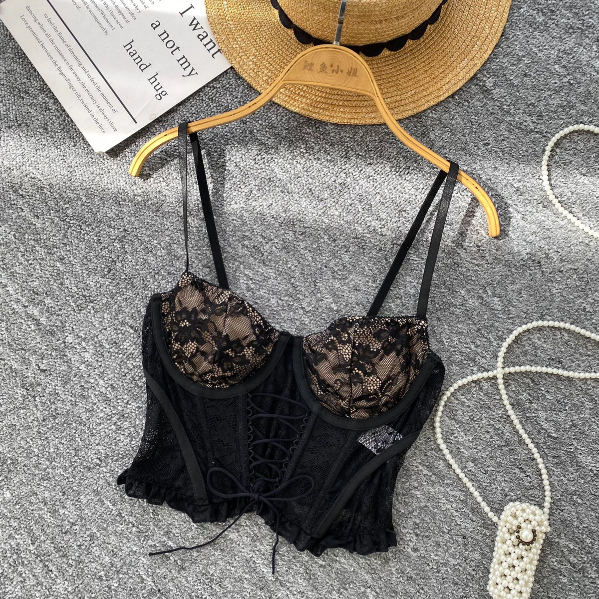 Bustier Black Lace Top