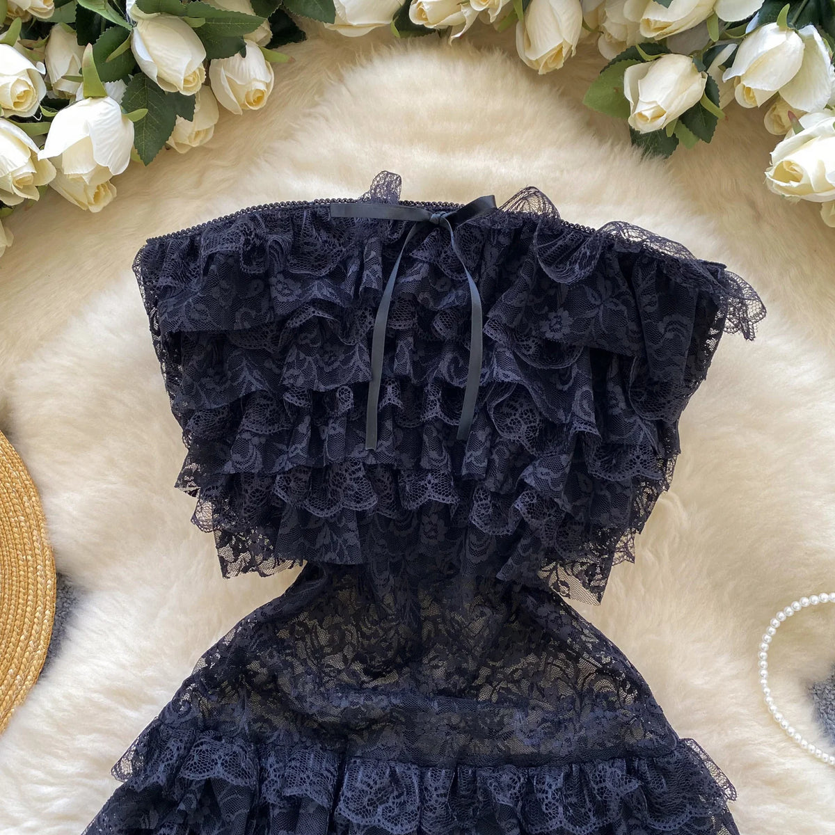 Black Ruffle Romper