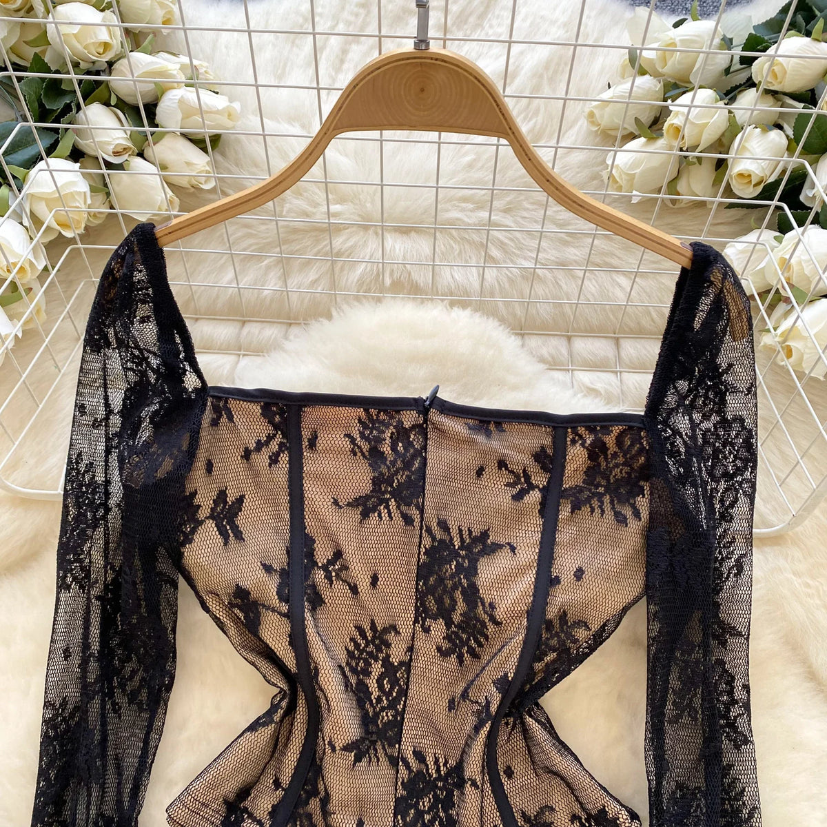 Lace Sleeves Bustier Top