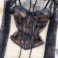 Black Lace Sleeves and Bustier Top