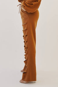 Mens Cut out legs fleece straight pants