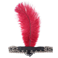 Ostrich Flapper Headband Burgundy/Grey/Black