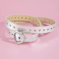 Heart Buckle Heart Punched Metallic Belt