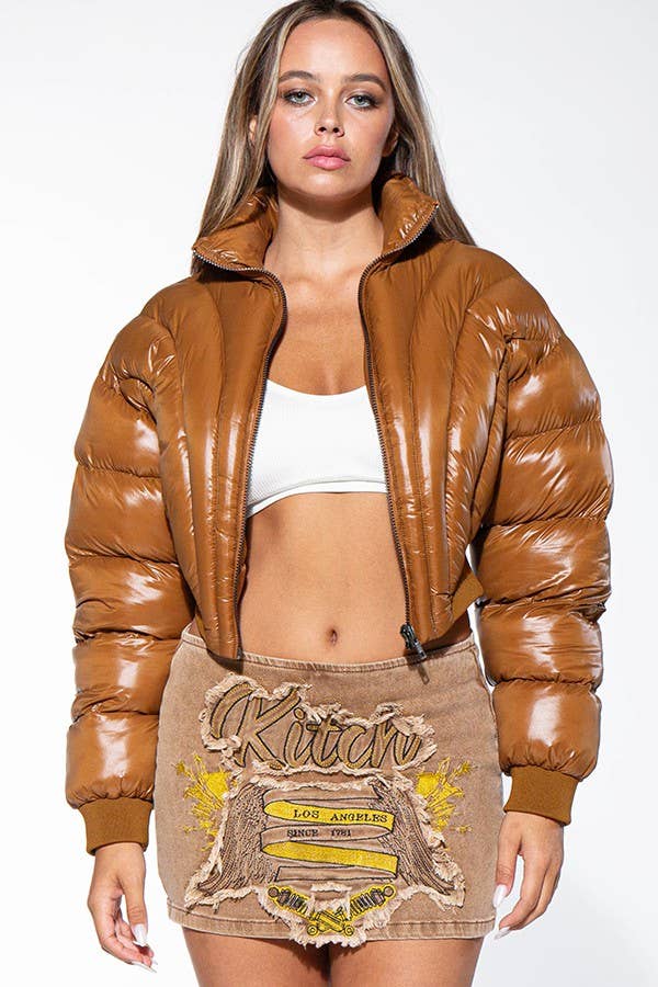 PINK CROP PUFFER JACKET