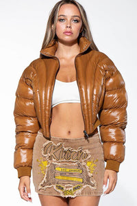 PINK CROP PUFFER JACKET