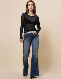 Ladies Round Neck Sheer Top