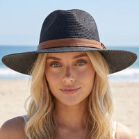 Paper Straw Fedora With Leather Studded Band