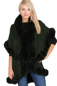 Luxury Bubble Faux Fur Double Layered Cape Poncho