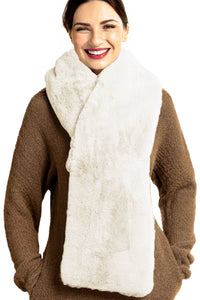 Lux Fluffy Faux Fur Satin Lined Stole Shawl Scarf