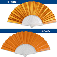 Glitter Orange Small Hand Fan (Clear Handle)