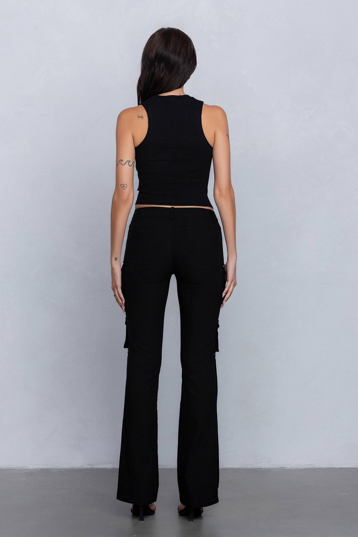 Stretchy flared cargo pants