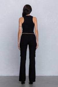 Stretchy flared cargo pants
