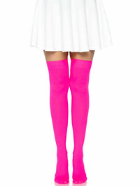 Luna Thigh High Stockings: Neon Pink / One Size
