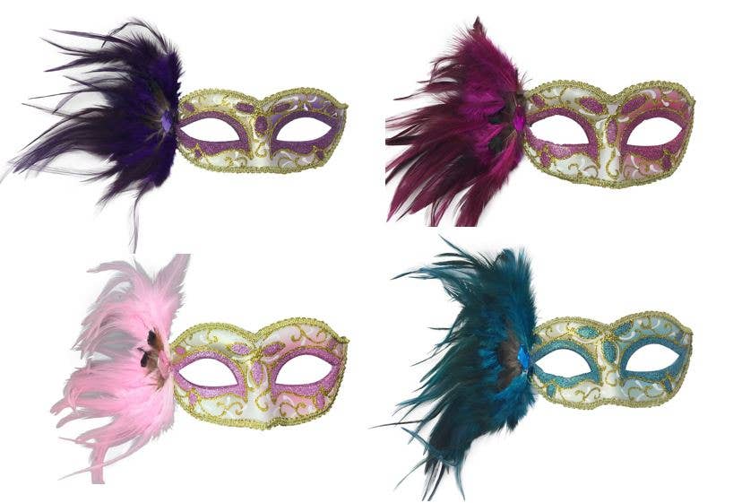 Feather Masquerade Masks - Assorted