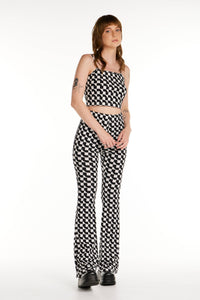 Geo Ribbed Knit Flared Pants