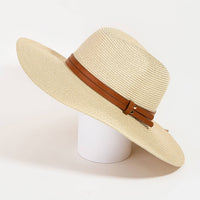 Paper Straw Fedora With Leather Studded Band