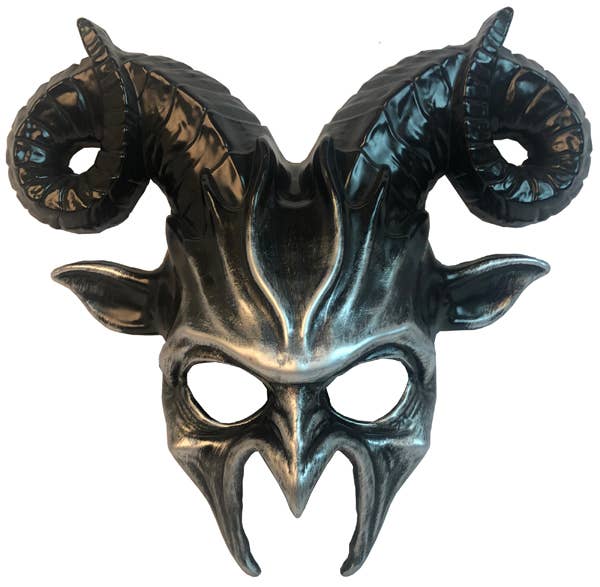 Silver Ram Horn Demon Mask