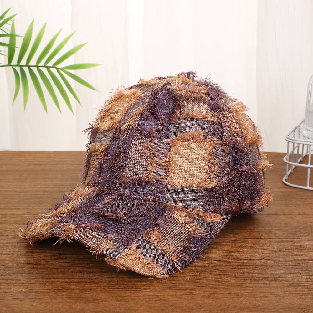 Frayed Plaid Baseball Cap