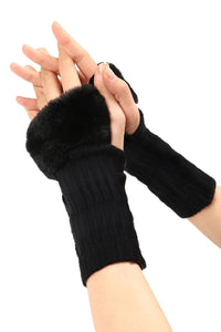 Women's Faux Fur Knitted Fingerless Arm Warmer