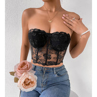Rose Lace Strapless Bustier