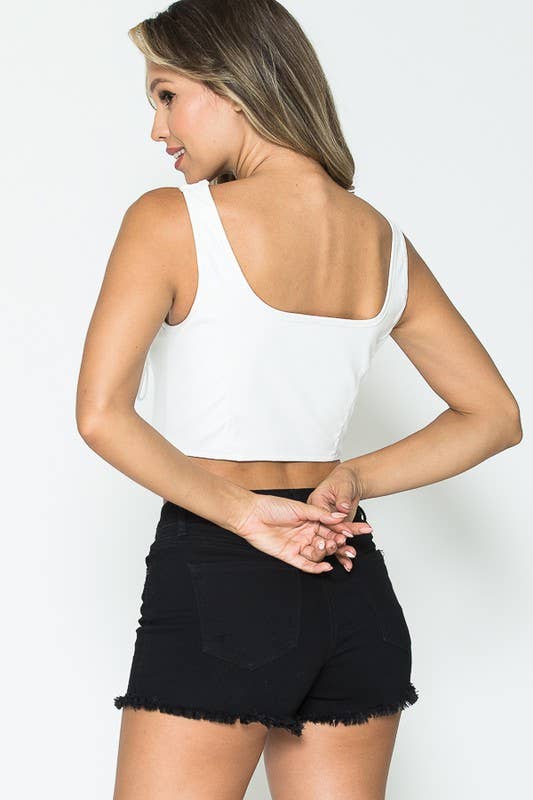 Leather Buckle Top