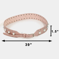 Pearly Studded Vegan Leather Belt