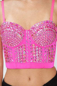 Rainbow Stones Pattern Crop Bustier Top
