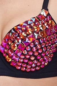 Multicolor Full Rhinestone Bra
