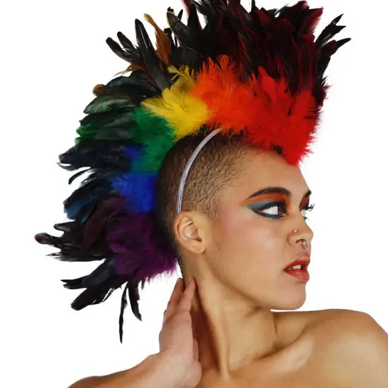 Rainbow Feather Mohawk-Coque
