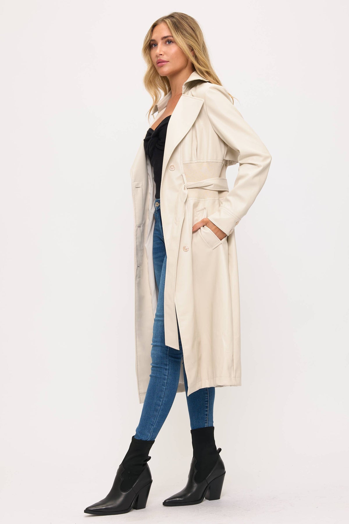 Neo Luxe Leather Trench